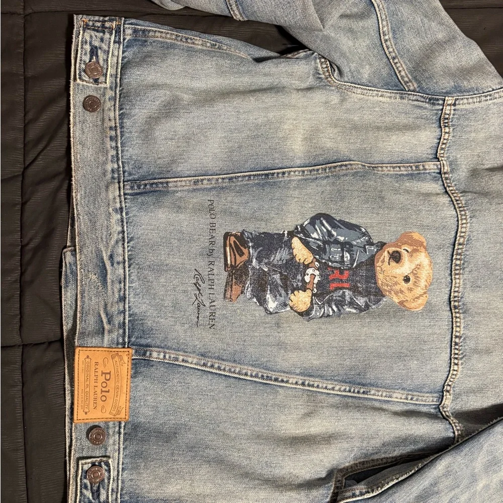 Ralph Lauren Blue Denim Jacket with Bear Print - Picture 9 of 12